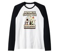 Kissaten Cat Barista Café Japonés Verter Amante Camiseta Manga Raglan