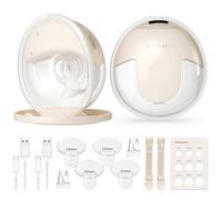 KISSBOBO K5 Sacaleches electricos doble,19 niveles 4 modos, 280mmHg fuerte potencia de succión sacaleches manos libres, indoloro saca leche materna electrico(Beige 2 Piezas)