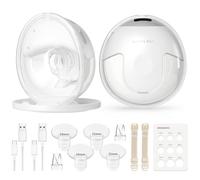KISSBOBO K5 Sacaleches electricos doble,19 niveles 4 modos,320mmHg fuerte potencia de succión sacaleches manos libres,indoloro saca leche materna electrico(Blanco 2 Piezas)