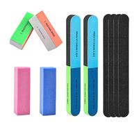 KissDate Juego de 10 limas de uñas de 4 formas, lima de uñas profesional, bloque de 7 formas, bloque de pulmón para recortar doble cara, juego de manicura para recortar uñas y herramientas de manicura