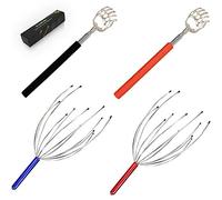 KissDate Rascador telescópico de espalda y masajeador de cabeza del cuero cabelludo de mano, paquete de 4