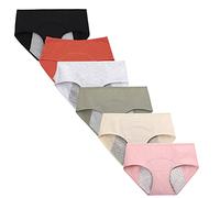 Kissecret Ropa Interior de algodón para el periodo Menstrual de Las niñas Adolescentes Paquete de 6 Bragas Protectoras Transpirables de Flujo Intenso a Prueba de Fugas (M, 6 Colores)