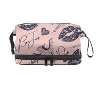 Kisses Heart and Eiffel Tower - Neceser de doble capa para mujeres y niñas, neceser de viaje, organizador de maquillaje, con compartimento para cepillos, multicolor, 27x15x14 cm/10.6x5.9x5.5 in,