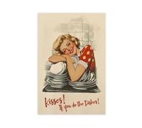 Kisses If You Do The Dishes - Póster de lienzo para cocina, decoración de dormitorio, paisaje, oficina, habitación, regalo, 50 x 75 cm