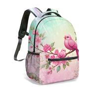 Kissing Pink Birds - Mochila de 16 pulgadas con estampado floral para niños, niñas, mujeres, diseño romántico de bosque, 02., L, Casual