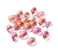 KISSITTY 200 dijes de cristal de lágrima para hacer joyas, cuentas de gota de agua perforadas en la parte superior, cuentas de cristal de color salmón claro para manualidades, pulseras, collares