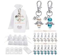 Kissmii 48 Juegos Favores de Fiesta Bautismo Recuerdo Favores de la Boda áNgeles Guardianes + Bolsas de Organza + Colgantes Regalos de Bautizo