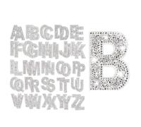 Kissmii 52 Piezas Pegatinas de Letras del Alfabeto con Diamantes de ImitacióN Brillantes, 2,4 Pulgadas, Diamantes de ImitacióN de Resina, Letras Autoadhesivas con Brillo para Planchar