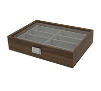 Kissmii Caja de ExhibicióN de Almacenamiento de Gafas de Sol de Madera de Nogal 8 Ranuras de Almacenamiento de Gafas de Sol Vitrina Organizador de Gafas Coleccionista de Joyas