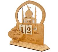 Kissmii Decoraciones de Calendario de RamadáN de Madera Decoraciones de Calendarios de Cuenta Regresiva de Madera Adorno de RamadáN de Eid Mubarak de 30 DíAs. B