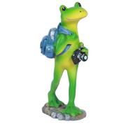 Kissmii Figuras de Rana de JardíN en Miniatura: Rana de Senderismo Que Lleva una Mochila, Estatua de Rana Divertida de Resina, Decoraciones de Verano al Aire Libre