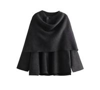 Kissonic Bufanda de gran tamaño para mujer, chal de punto, manga larga, con botones, abrigo de invierno, Gris, Large