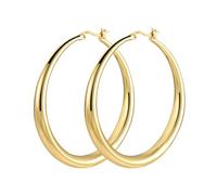 KISSPAT Pendientes Aro Mujer Oro, Pendientes Grandes, Ligeros, Elegante, Minimalistas, Hipoalergenicos, Plata 925, Oro 14 Kilates, Regalos de Joyería