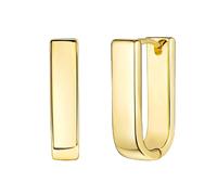 KISSPAT Pendientes Aro Oro, Pendientes Mujer Rectángulos, Pendiente Geométricos Gruesos, Pendiente Anchos Plata, Ligeros, Hipoalergenicos, Oro 14 Kilates, Regalos de Joyería