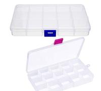 Kissral 2pcs Caja Almacenaje Plastico Transparente Cajas Organizadoras con Compartimentos Organizador Pendientes Ajustable Organizador Tornillos para Pequeños Artículos