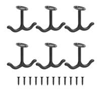 kissral 6 Ganchos Negros con Tornillos, Ganchos de Techo para Colgar, Ganchos de Pared Ganchos Debajo Estante, Ganchos de Metal para Armario, Abrigo, Exterior, Jardín, Herramientas