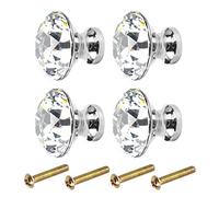 Kissral Tiradores para Cajones Vintage 4pcs Pomos y Tiradores Cristal Tiradores de Muebles Infantiles Tirador de Puerta con Forma de Diamante con 4 Tornillos Accesorios para Muebles para Armario