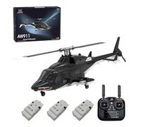 Kisss AW-911 Helicóptero RC con posicionamiento GPS, 2.4G 9CH Flybarless Aileronsless 6G/3D Stunt Control remoto Helicóptero Modo 1/Modo 2 conmutable, regalo de avión militar RC -RTF