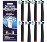 Kisstta 8 cabezales compatibles con Braun Oral B, cabezales de cepillo de dientes para Vitality, Genius, Pro3 3900, Pro 3 Plus, Pro 1 Series, repuesto para limpieza diaria, color negro