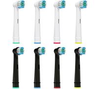 Kisstta, 8 unidades, compatibles con cepillo de dientes eléctrico Oral B Genius X, Vitality Pro, Pro 3 3900 3 3500, cabezales de cepillo de dientes Precision de Kisstta, negro/blanco