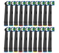 Kisstta Cabezales compatibles con Braun Oral B, cepillo de dientes para Oral B Vitality, Pro, Genius, Smart Series, 20 unidades, color negro