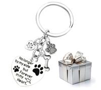 Kisstta Llavero de perro, recuerdo de perro, acero inoxidable, llavero con huella de pata, regalo de luto con grabado para familia, seres queridos y amigos, plata, M
