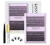 KISSXIAOYA DIY Eyelash Extension Kit, Cluster Lashes Extensions Kit with With Glue And Tweezers, Individual Lashes Kit, 0.07D Curl 20D+40D 9-14mm Mixed Cluster Lashes Starter Kit at Home