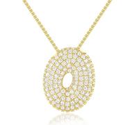 KissYan Collar con letra de burbuja, chapado en oro de 14 quilates, con colgante de inicia de globo, collar de cadena con circonita cúbica, regalo para mujeres y niñas, Latón, Circonia cúbica