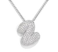 KissYan Collar con letra de burbuja, chapado en oro de 14 quilates, con colgante de inicia de globo, collar de cadena con circonita cúbica, regalo para mujeres y niñas, Latón, Circonia cúbica