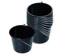 Kistenberg 10 cubos de construcción 20 litros, escala y mango ergonómico, plástico resistente, negro, ideal para trabajos de construcción, jardín y bricolaje, 36,5 x 28 cm