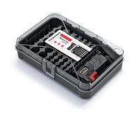 Kistenberg KBBT - Caja de almacenamiento para pilas (incluye comprobador de batería BT-168, 85 ranuras AA, AAA, C, D, bloque de 9 V, tapa transparente, montaje en pared, 295 x 195 x 70 mm)