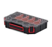 Kistenberg Tager 30 - Organizador de herramientas con 4 compartimentos extraíbles, tapa transparente, 30 x 21 x 8 cm