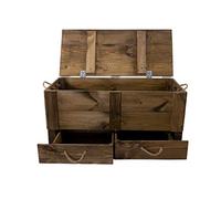 Kistenkolli Altes Land Baúl grande de madera con tapa y cajones,85 x 39 x 40 cm,para boda,cofre del tesoro,caja de juguetes,jardín,baúl de almacenamiento gran capacidad para pasillo,dormitorio,salón