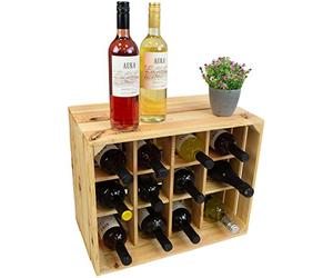 Kistenkolli Altes Land Botellero Henry Madera Natural Para 12 Botellas Apilable Y Estrecho Botellero De Madera Maciza 50 X 40 X 30 Cm