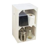 Kistenkolli Altes Land Caja estantería Hilde de color blanco con tablón en el medio, 38 x 22 x 21 cm, caja de vino, caja de madera, caja para manzanas, mueble para balcón, decoración para jardín