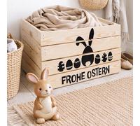 Kistenkolli Altes Land Caja grande de madera maciza de Pascua, 50 x 40 x 30 cm, caja de vino, caja decorativa, caja de madera para decoración de Pascua, cesta de regalo y almacenamiento, cepillada