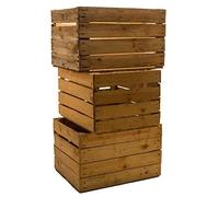 Kistenkolli Altes Land 3 piezas sólido cajas de fruta CAJAS DE VINO CAJAS DE MANZANA Caja Madera Shabby Vintage Medidas aprox. 49 x 42 x 31cmxxxgebrauchtxxx