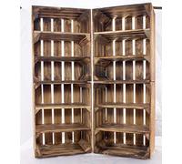 Kistenkolli Altes Land Cajas de madera flameadas para estanterías, madera maciza natural, con tabla central, 50 x 40 x 30 cm, cajas de frutas, cajas de vino, para almacenamiento (4, doble horizontal)
