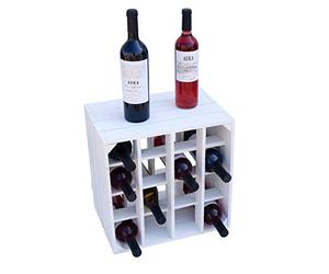 Kistenkolli Altes Land Estante para vinos 16ER blanco/natural/flameado, tamaños 40 x 40 x 27 cm, estante para botellas de vino, caja de manzana/caja de vino, estante de vino 16ER blanco, 40 x 40 x 27