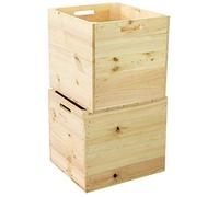 Kistenkolli Altes Land - Juego de 2 cajas de madera compatibles con todas las estanterías de Kallax y Expidit, cajas de vino, cajas de frutas, dimensiones 33 x 37,5 x 32,5 cm, naturaleza