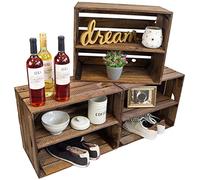 Kistenkolli Altes Land Juego de 3Massive Fruta (Manzana Caja Vino Caja de Madera Multiusos + + + 49x 42x 31cm - Oscuro con SUPLEMENTO VERTICALMENTE