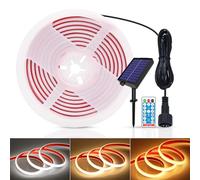 KISUFU 12V COB Tira de luz LED con Panel de carga solar, IP68 Impermeable 320LEDs/m Tiras de Luces LED,1.2W USB Soporte de control remoto de carga para Patio, aleros, fiesta Decoración al aire libre