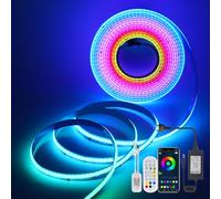 KISUFU 12V WS2811 COB RGB Tira de Luces LED de Neón,576 LEDs/m 3 pin Tira de LED con Wifi Música 24 teclas ir Controlador a todo color No Impermeable IP21 neon light para El hogar DIY Decoración