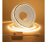KISUFU 220 V Cinta LED COB, Flexible Led Banda Neon Diadema con Dimmer Impermeable IP65 LED Tira luminosa para dormitorio, jardín, techo decoración, 3 m, blanco cálido