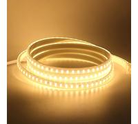 KISUFU 220V Tiras LED,COB SMD 2835 120 LEDs/m,Cada Corte de 1m,IP65 Impermeable,LED Cocina Lights para Escalera de Techo Blancas Tira, gabinete, armario y más, cocina.5M,Blanco cálido