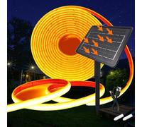 KISUFU 24V Luces Exterior Solar, IP68 Impermeable Luminoso COB 320 Leds/m Neon Tira de Luz LED 8 Modos de Luz Luces Solares con 7200mah Panel Solar Para Jardines, Patio, Dormitorio.