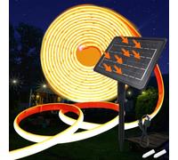 KISUFU 24V Luces Exterior Solar, IP68 Impermeable Luminoso COB 320 Leds/m Neon Tira de Luz LED 8 Modos de Luz Luces Solares con 2400mah Panel Solar Para Jardines, Patio, Dormitorio.