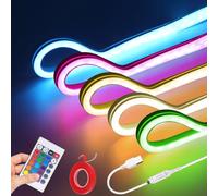 KISUFU 5V 3535 RGB LED neón cinta, flexible 108 LED/m banda impermeable IP65 tira de luz con USB 24 llaves IR Mini controlador RGB para cocina, gabinete, espejo, decoración de interiores.