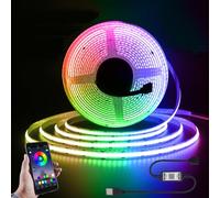KISUFU 5V Tira de LED COB USB RGB 576 LEDs/M tira de luz con APP Bluetooth controlador, Cinta flexible multicolor con modo de música para iluminación del hogar DIY.