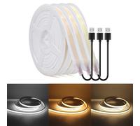 KISUFU 5V Tira LED COB USB, 320 LEDs/m Brillo Alto IP67 Impermeable Luces LED, 5cm Cortar tira LED para retroiluminación de TV Fiesta al aire libre DIY Decoración.